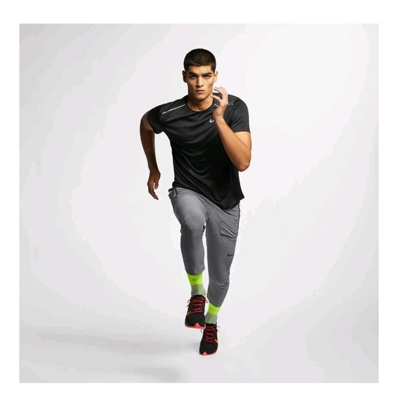 Nike Other - Nike Dri-FIT Mens Large Short Sleeve Black Running Training Gym Logo TShirt Top